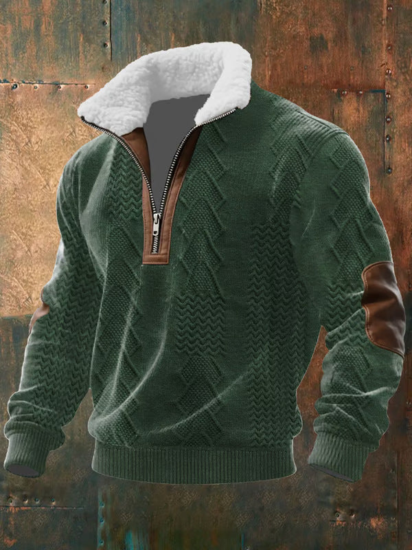 Bram - Zip-Up Sweater with a High Fur-Trimmed Collar