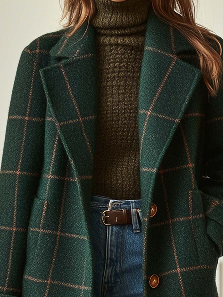 Valeria | Elegant Checked Wool Coat