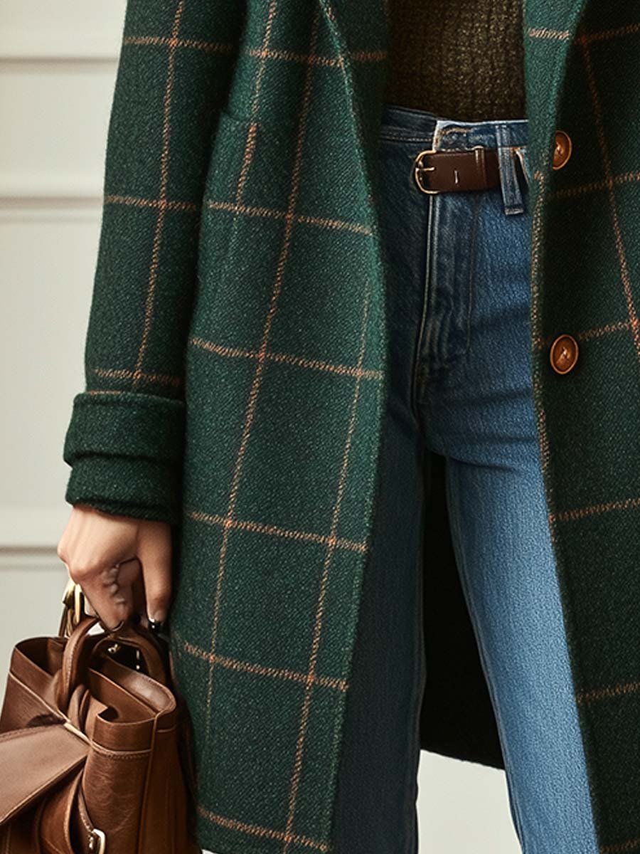 Valeria | Elegant Checked Wool Coat