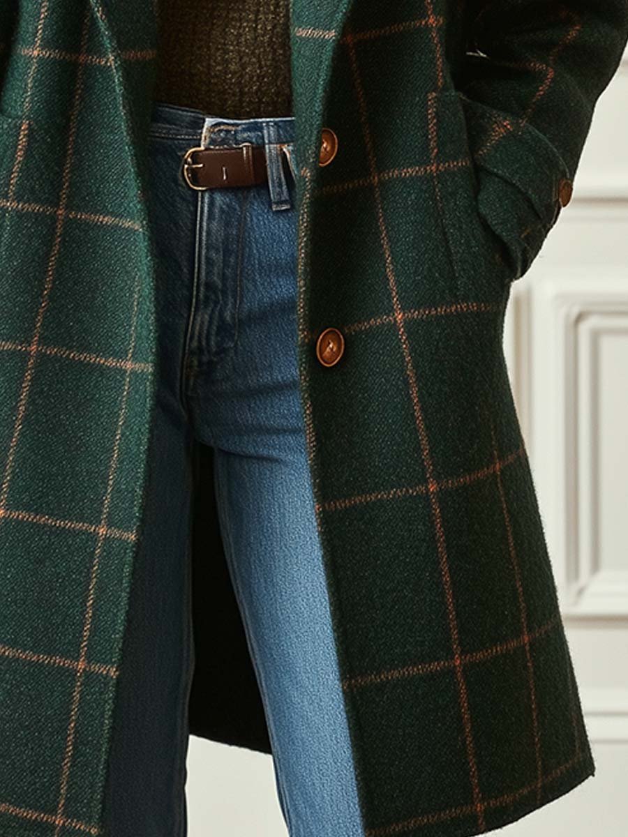 Valeria | Elegant Checked Wool Coat