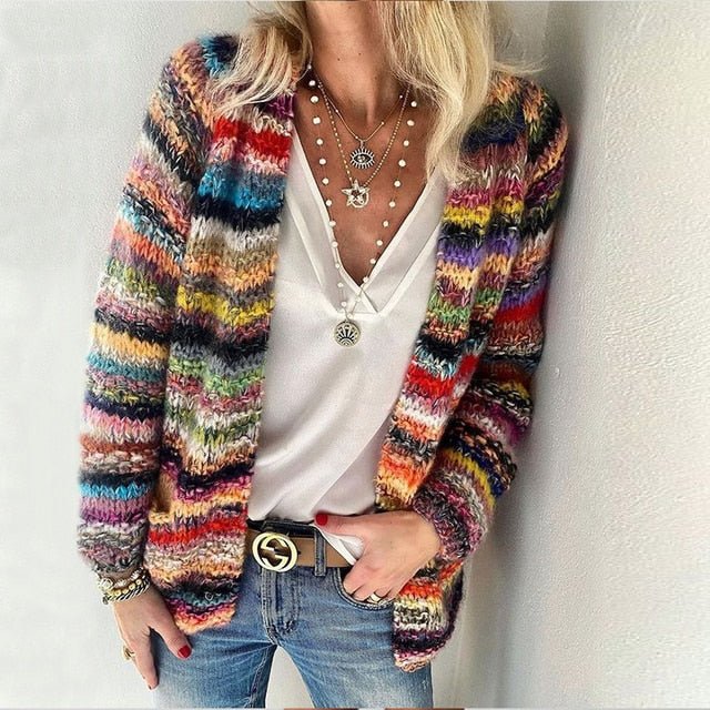 Pemba | Cardigan aperto in maglia multicolore per donna