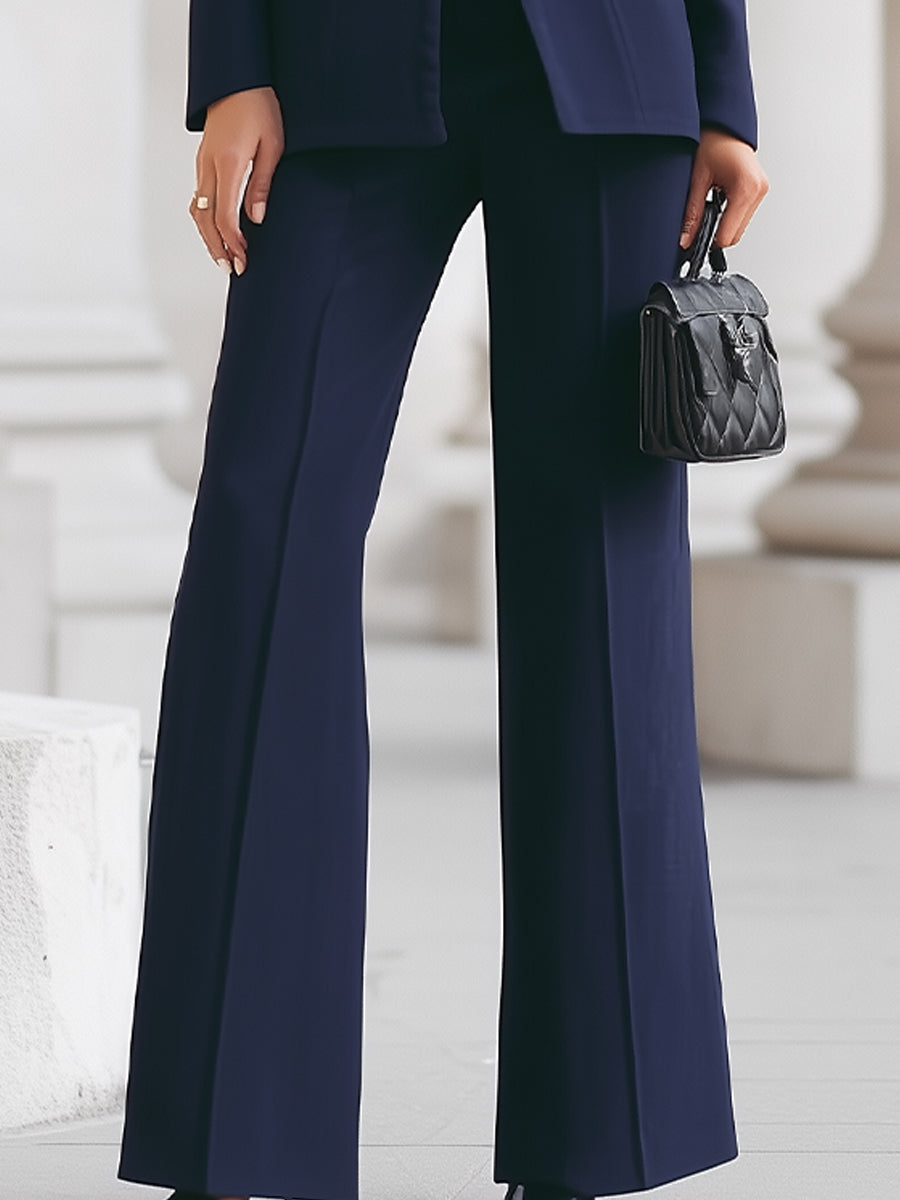 Completo Elegante con Blazer a Collo Alto e Pantaloni a Gamba Larga